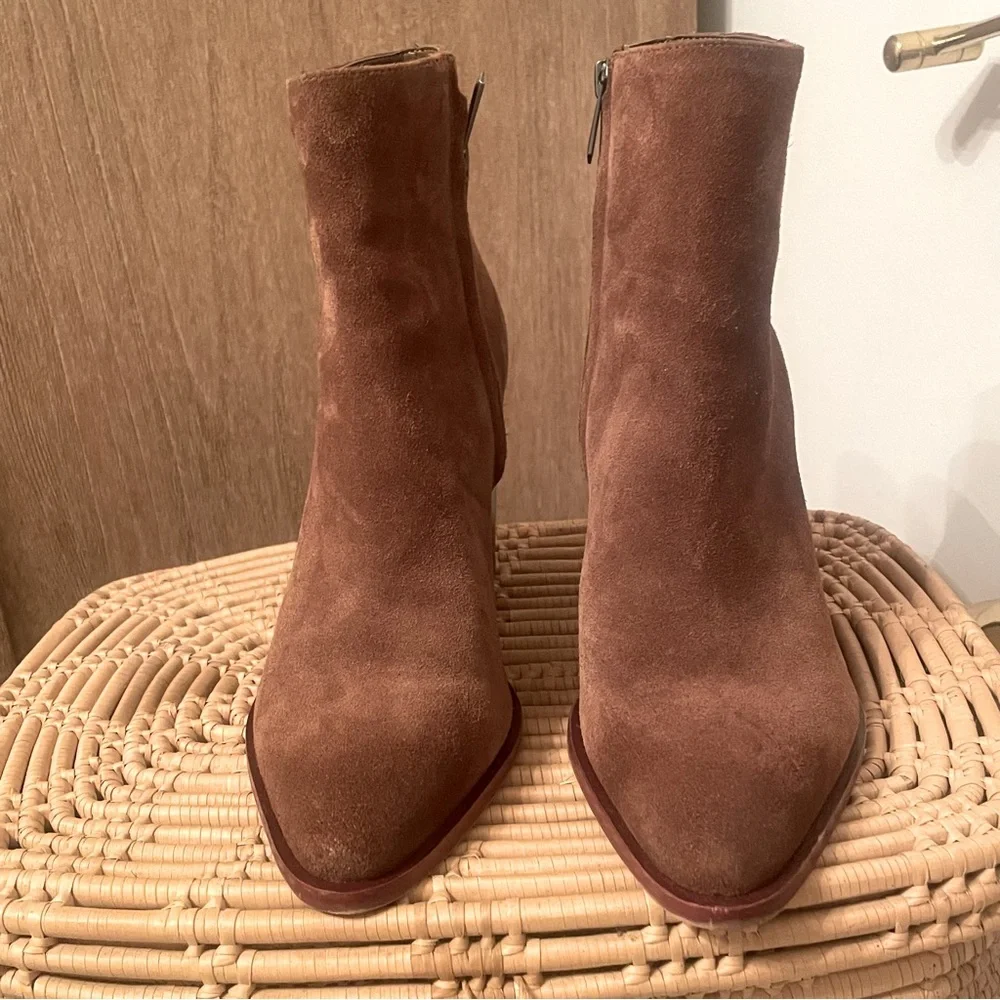 Sam Edelman Tan Suede Leather Heeled Ankle Boot Women's Size 10